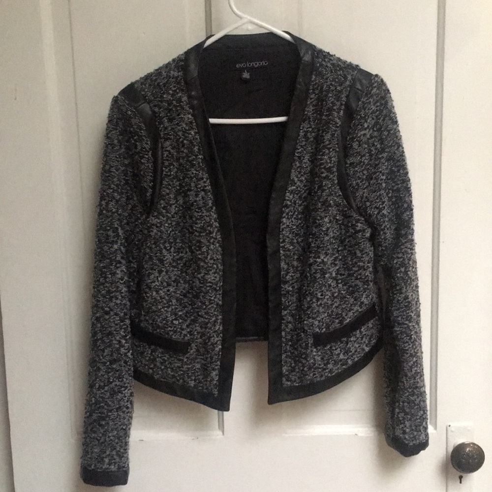 Leather trim black & gray jacket from The Limited